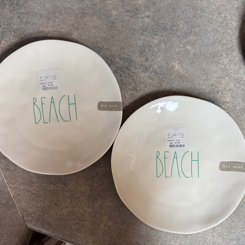 Rae Dunn Beach Plates - Cream and Green